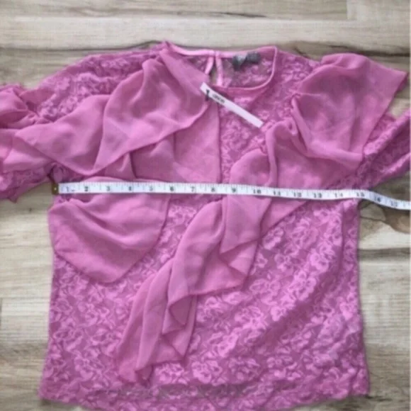 ASOS Pink Ruffle Lace Blouse - Picture 4 of 7